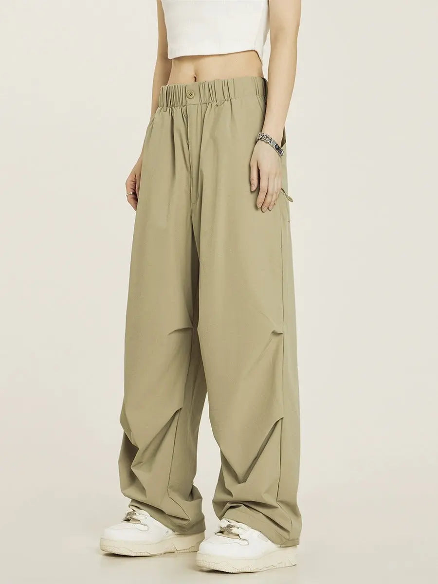 Vintage Pleated Parachute Pants Cargo Pants - Nyaabs