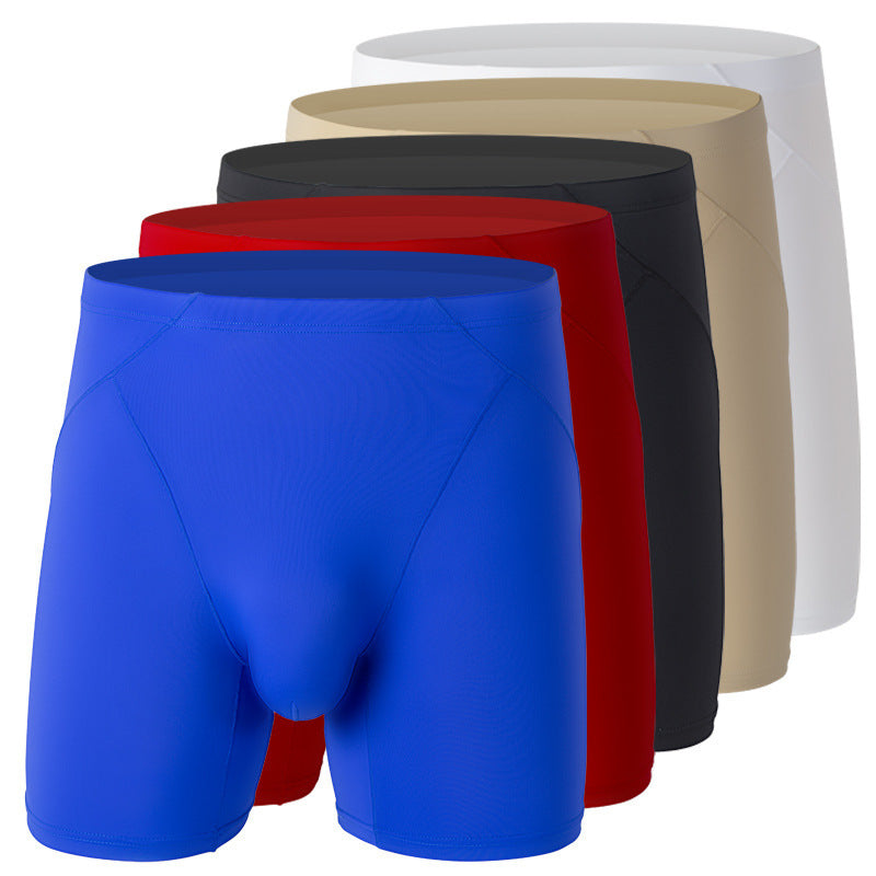 Men's Pure Color Ice Silk Sports Anti-wear Leg Underwear - Nyaabs