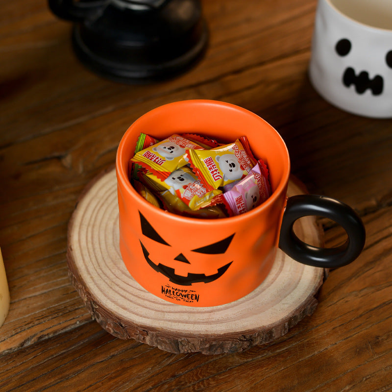 Pumpkin Ceramic Cup Party Favor Ceramic Cups With Handle Portable Cute Halloween Gift Mug Durable Halloween Party Supplies - Nyaabs