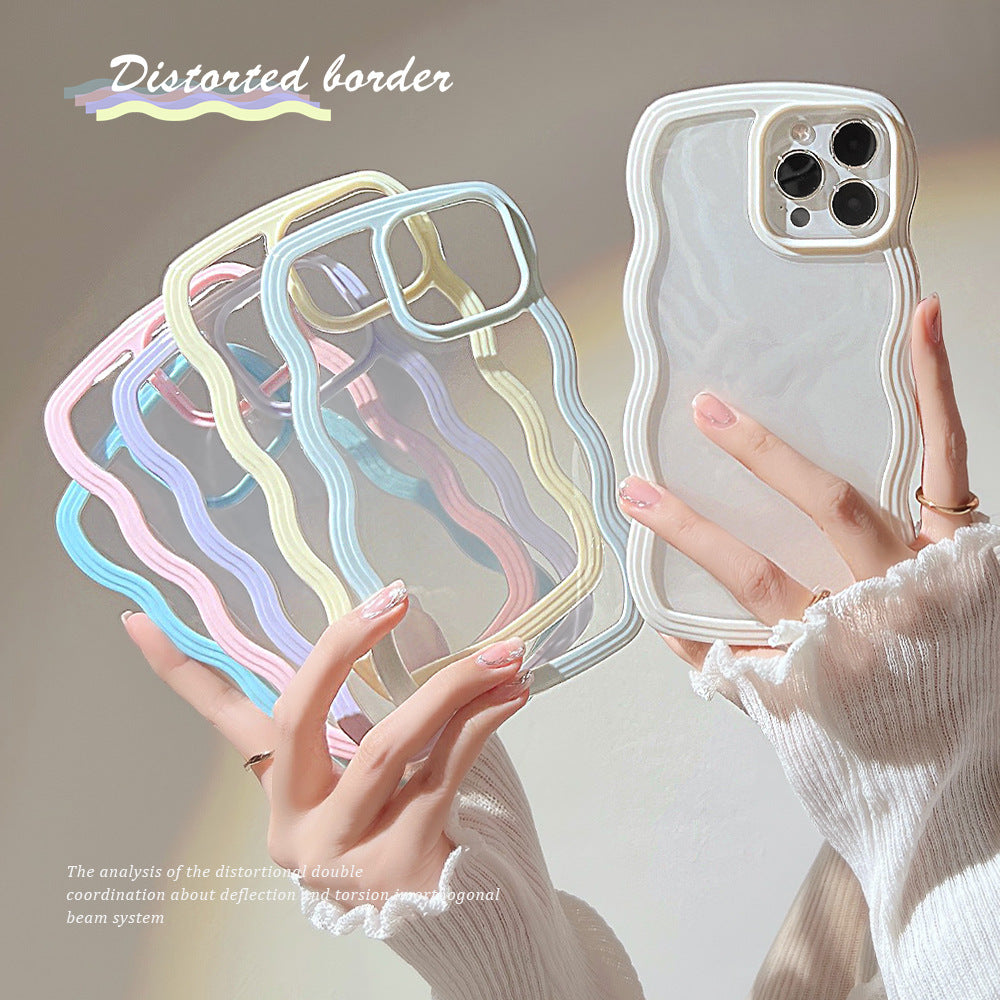 Wave Border Mobile Phone Case Solid Color Simple Candy Color - Nyaabs