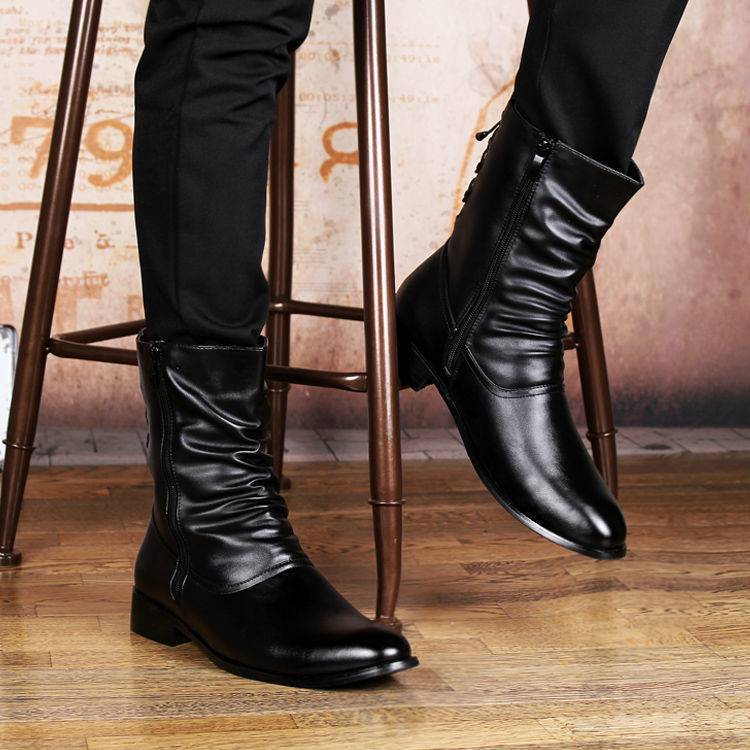 British Fashion Leather Pointed Men's Boots - Nyaabs