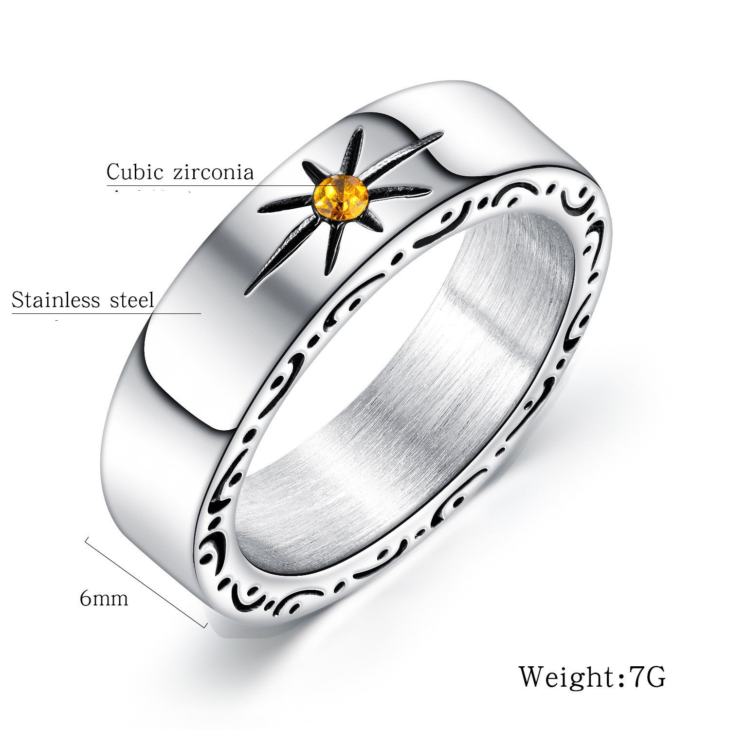 Personality Retro Sun Stainless Steel Ring Men - Nyaabs