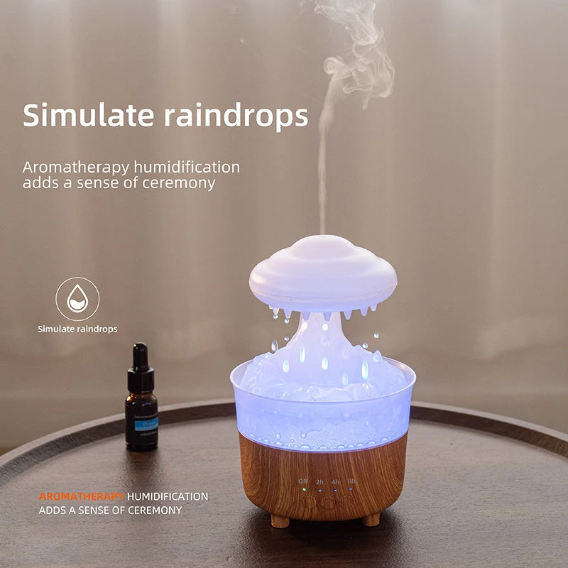 Rain Cloud Night Light Humidifier With Raining Water Drop Sound And 7 Color Led Light Essential Oil Diffuser Aromatherapy - Nyaabs