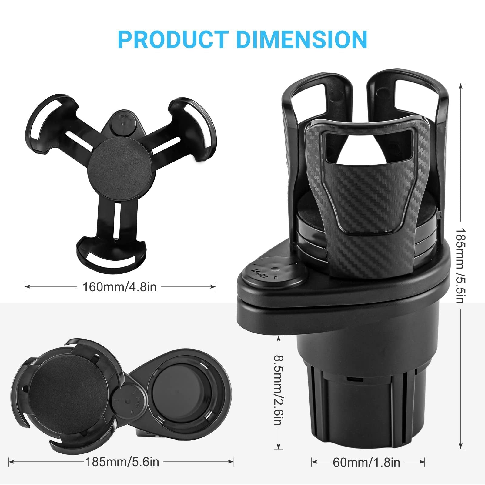 Car Drinking Bottle Holder 360 Degrees Rotatable Water Cup Holder Sunglasses Phone Organizer Storage Car Interior Accessories - Nyaabs