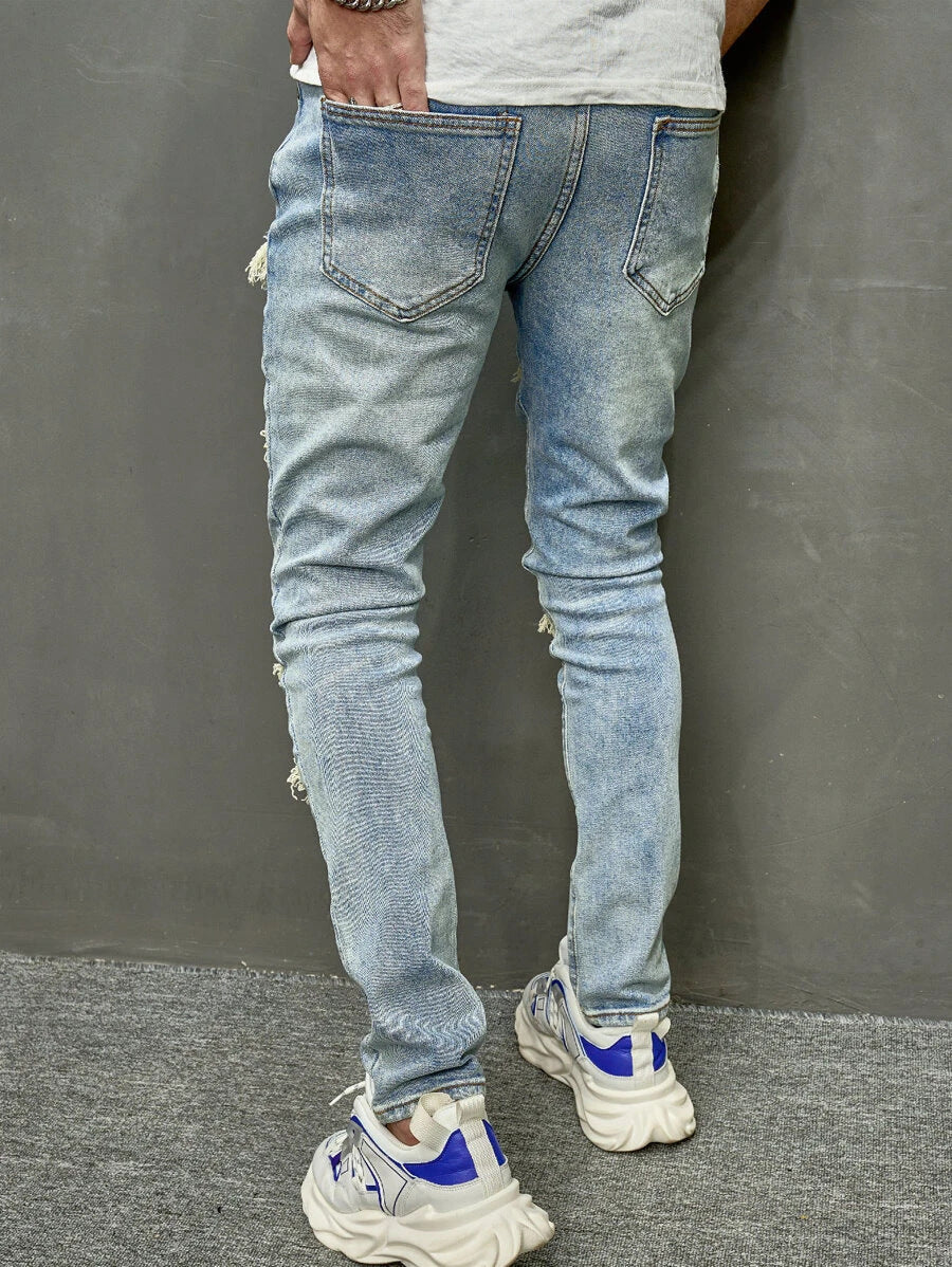 High Quality Men's Worn Skinny Stretch Jeans - Nyaabs