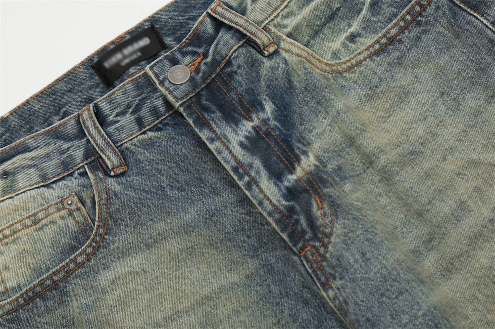 Waste Soil Punk Make Old Ripped Denim Dirty Pants Men - Nyaabs