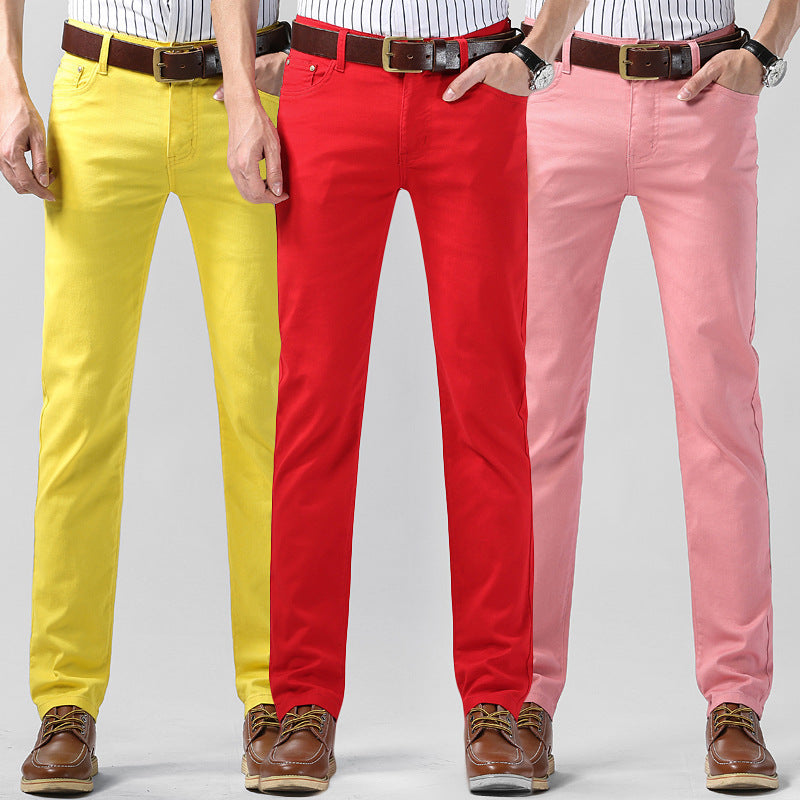 Slim Fit Straight Men's Personality Colored All-matching Stretch Casual Pants - Nyaabs