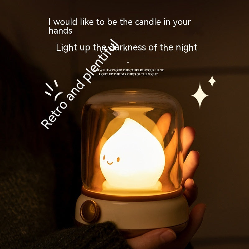 Retro Small Night Lamp Bedroom Mini Desktop LED Cute Night Lamp Creative USB Rechargeable Portable Cartoon Table Lamp For Coffee Bar Hotel Bedroom Home Decor - Nyaabs