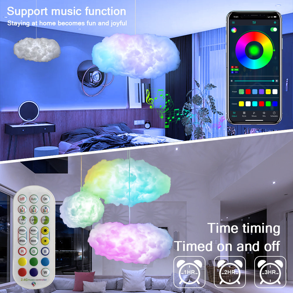 USB Cloud Light APP Control Music Synchronization 3D RGBIC Ambient Light Lightning Simulation Clouds Bedroom Room Light nyaabs.com