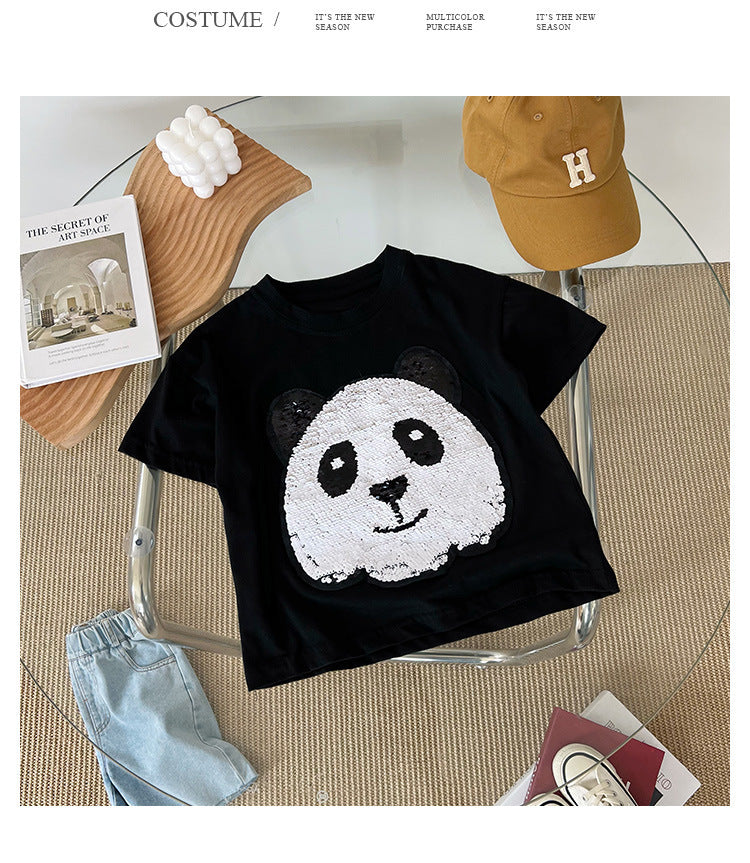 Panda Boys Short Sleeve T-Shirt Half Sleeve Top - Nyaabs