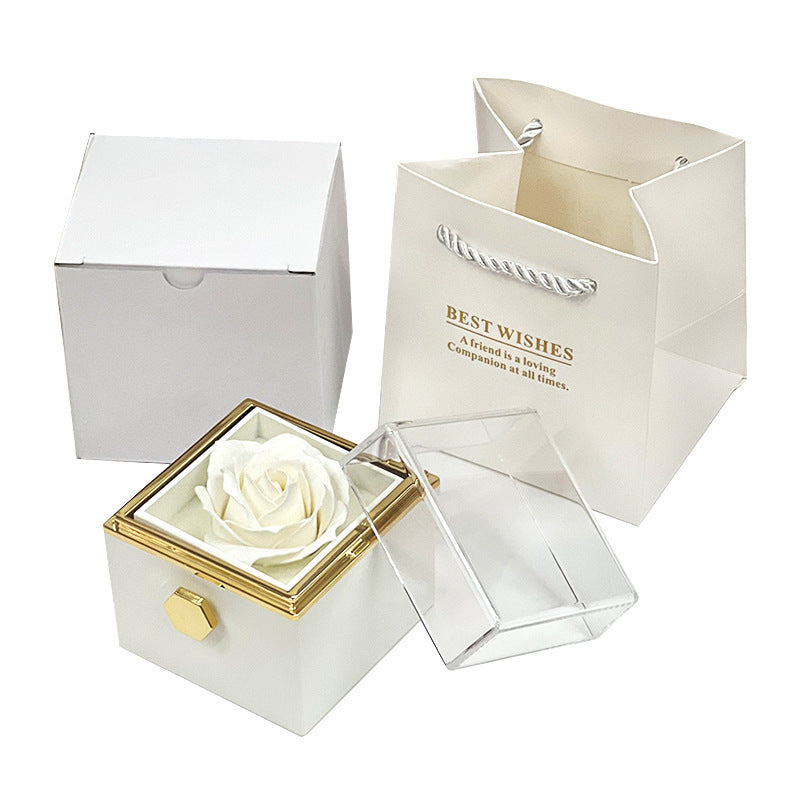 Rotating Soap Flower Rose Gift Box Creative Rotating Rose Jewelry Packaging Box Valentine's Day Gift For Women nyaabs.com