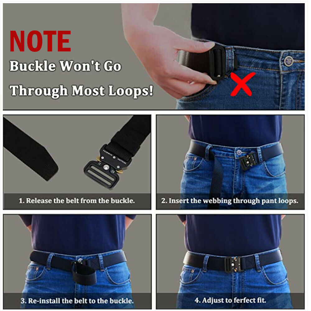 Military Tactical Belt Heavy Duty Security Guard Working Utility Nylon Waistband - Nyaabs