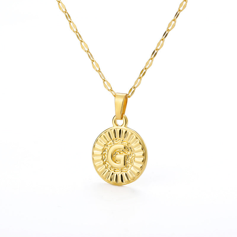 English Alphabet Disc Necklace Women And Men - Nyaabs