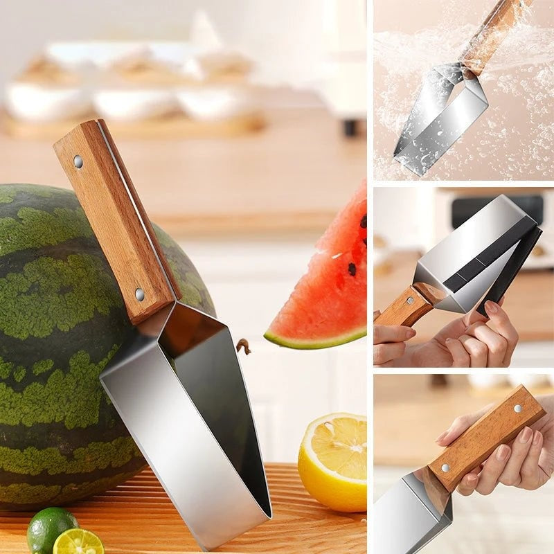 New Watermelon Splitter Watermelon Cutting Artifact 430 Stainless Steel Cutting Piece Splitter Household Melon Triangle Cutting Knife Fruit Knife Kitchen Gadgets - Nyaabs