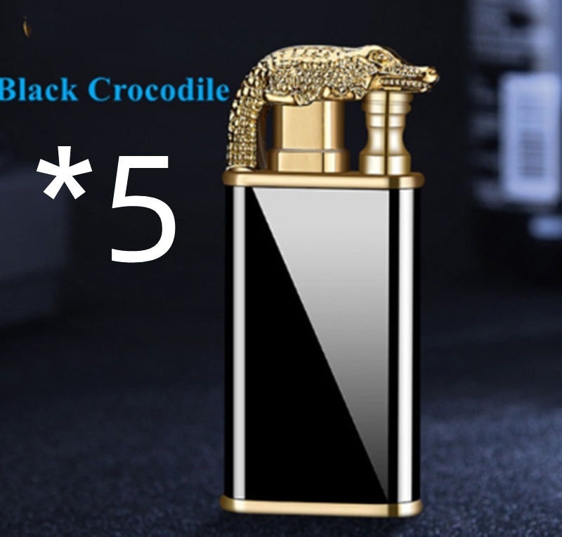 Creative Blue Flame Lighter Dolphin Dragon Tiger Double Fire Metal Winproof Lighter Inflatable Lighter nyaabs.com