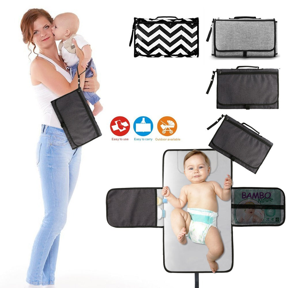 Baby Portable Foldable Washable Compact Travel Nappy Diaper Changing Mat Waterproof Baby Floor Mat Change Play Mat & Storage Bag - Nyaabs