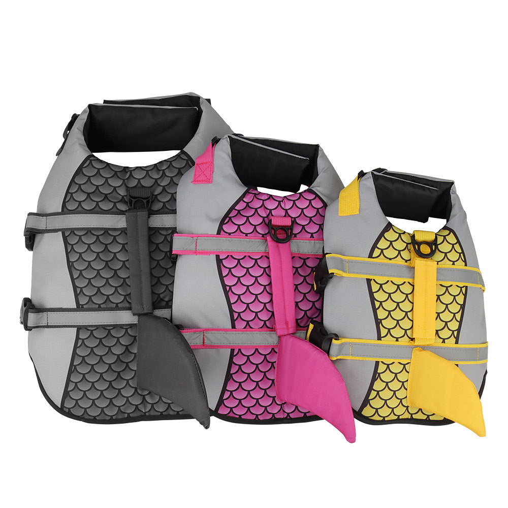 Swim Pet Dog Life Jacket Vest Clothes Life Vest Collar Harness Pets Swimming Summer Swimwear Scales Shark Pet Products - Nyaabs