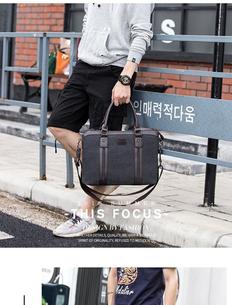 Canvas Shoulder Messenger Bag Men's Business Handheld Briefcase nyaabs.com