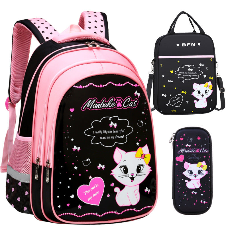 Kids School Cute Cat Print Backpack - Nyaabs