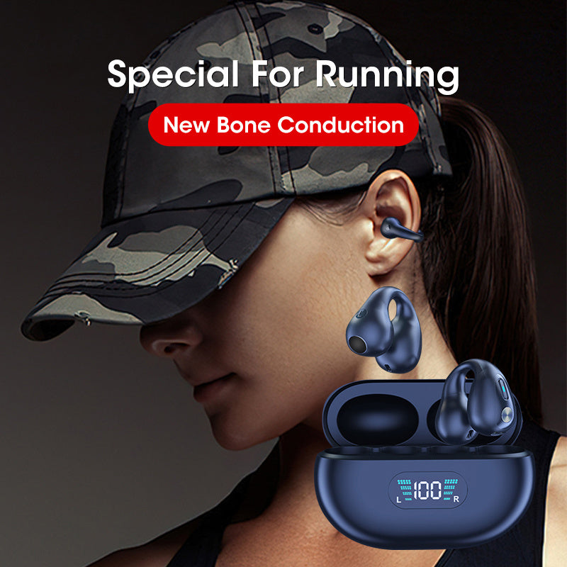 Bone Conduction Headphones TWS Earbuds Ear Clip Bluetooth 5.3 Touch Wireless Earphone In-Ear Bass HIFI Sports Headset - Nyaabs