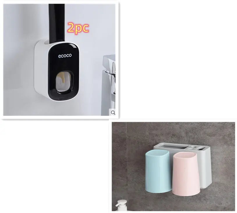 Wall Mounted Automatic Toothpaste Holder Bathroom Accessories Set Dispenser - Nyaabs