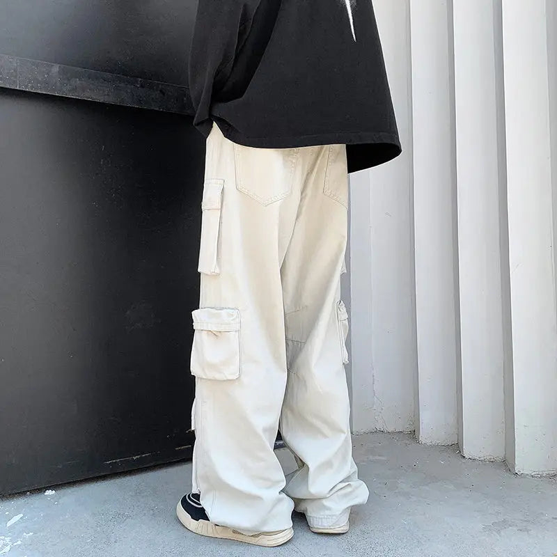 Multi-pocket Overalls Men's Niche Tide Brand Wide Leg Trousers - Nyaabs