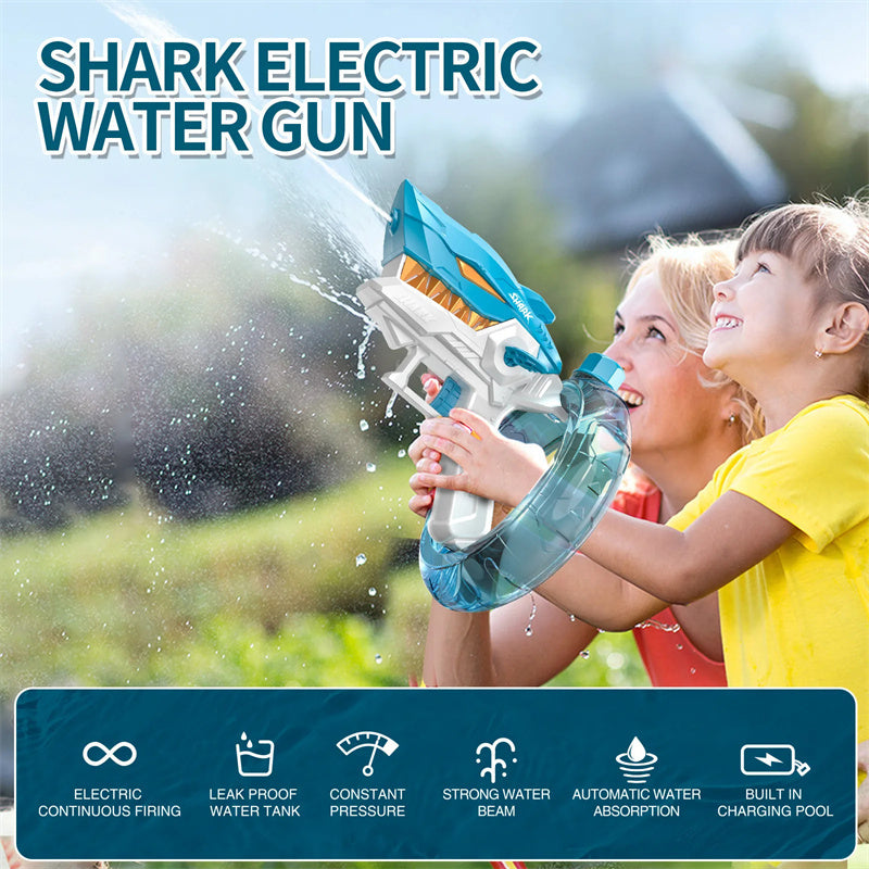 New Shark Electric Water Gun Toys Fully Automatic Continuous Fire Water Gun Large Capacity Beach Summer Children's Water Playing Toys - Nyaabs