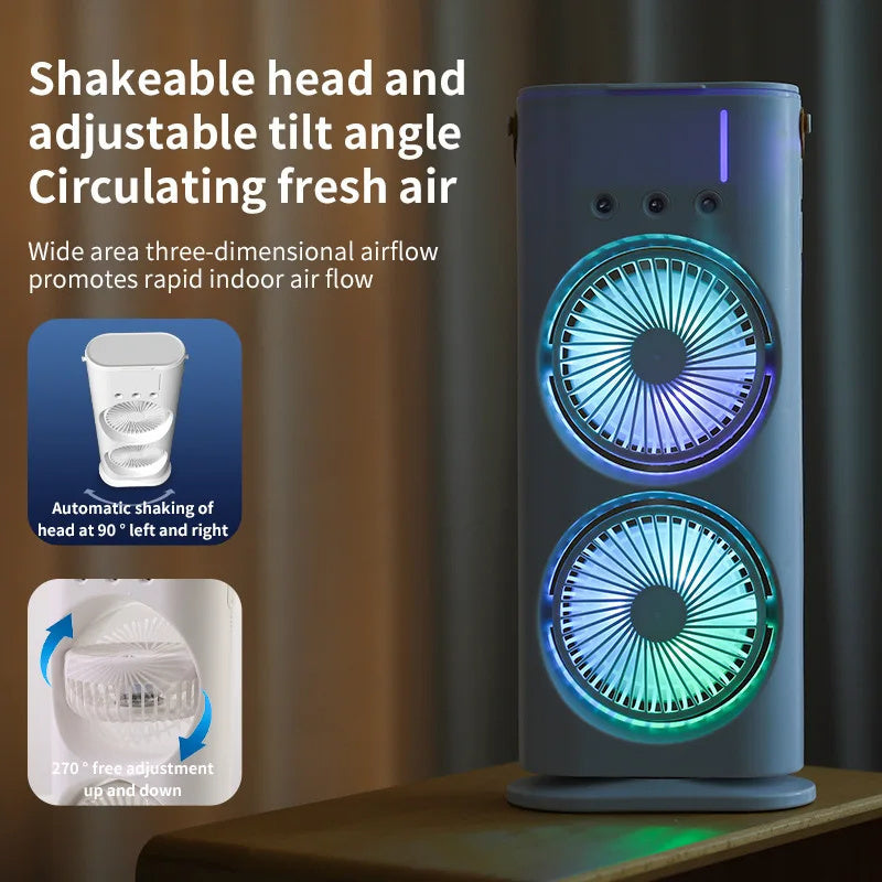 Double-ended Spray Fan Portable Humidifier Fan Air Conditioner Household Small Air Cooler Hydrocooling Portable Air Adjustment - Nyaabs