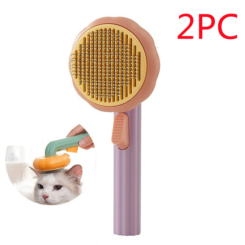 New Pet Cat Brush Hot Selling Hand-held Steel Wire Self-cleaning Comb Looper For Hair Removal nyaabs.com