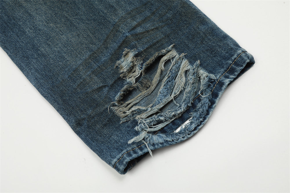 Punk Worn Jeans Trendy Men's Design - Nyaabs