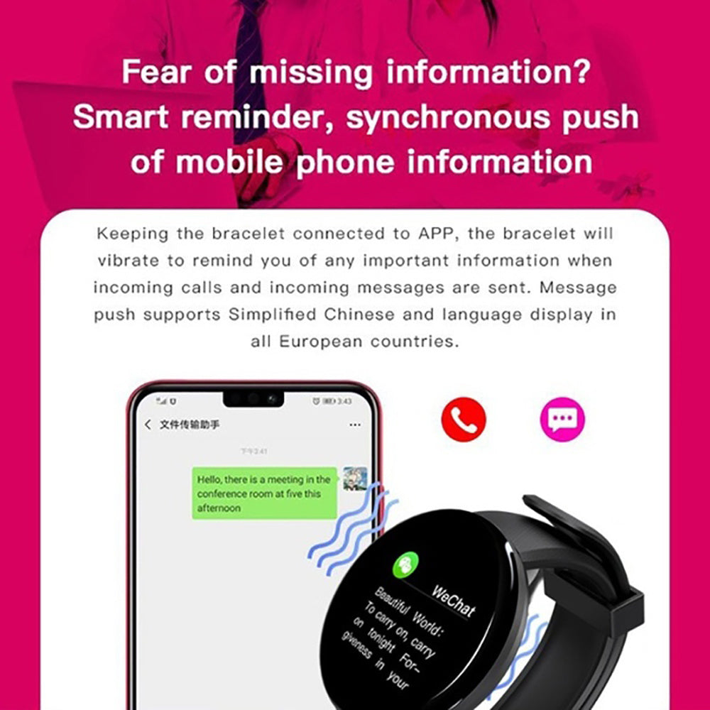 D18 Bluetooth Smart Watch, Men Women Blood Pressure Heart Rate Monitor Smart Watch, Pedometer Sport Tracker Smart Band For Android IOS - Nyaabs