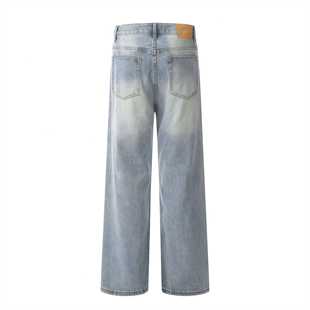 Distressed Wash Wide-leg Jeans Retro - Nyaabs