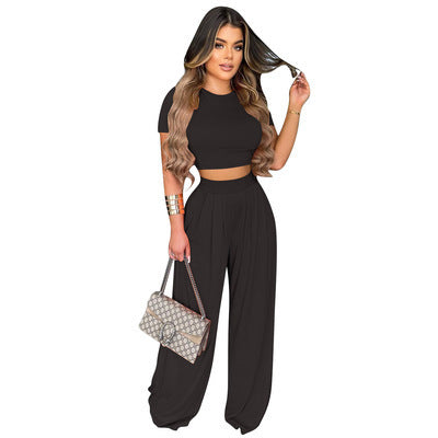 Fashion Casual Wide Leg Two-piece Set - Nyaabs