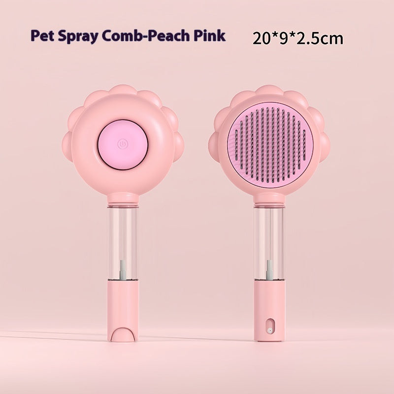 2 In 1 Self Cleaning Dog Brush Comb With Spray Pets Grooming Hair Remover Combs Brush Floating Hair Pet Grooming Brush Pet Products - Nyaabs