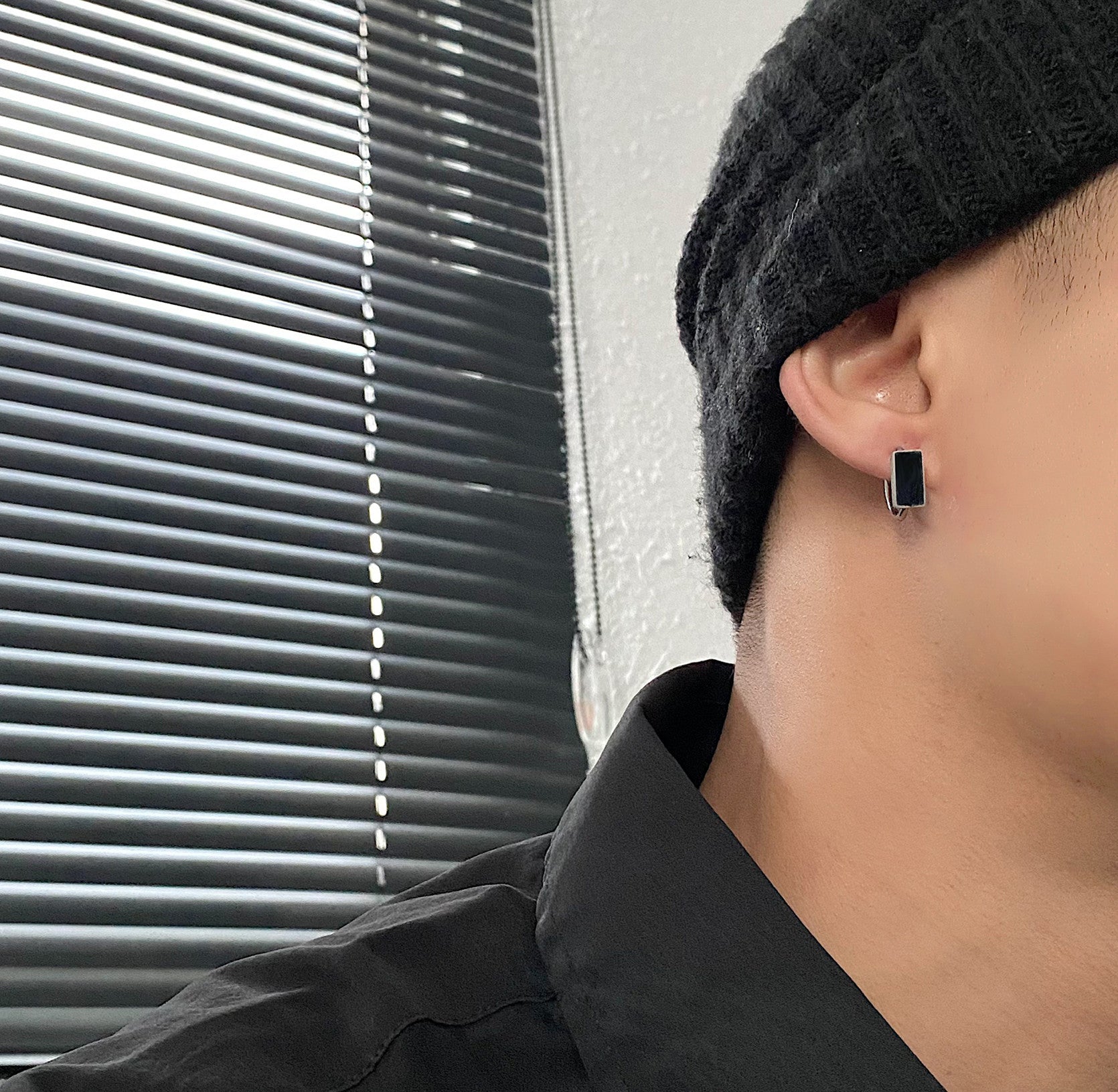 Colorless Earrings For Men Oil Drop Black - Nyaabs