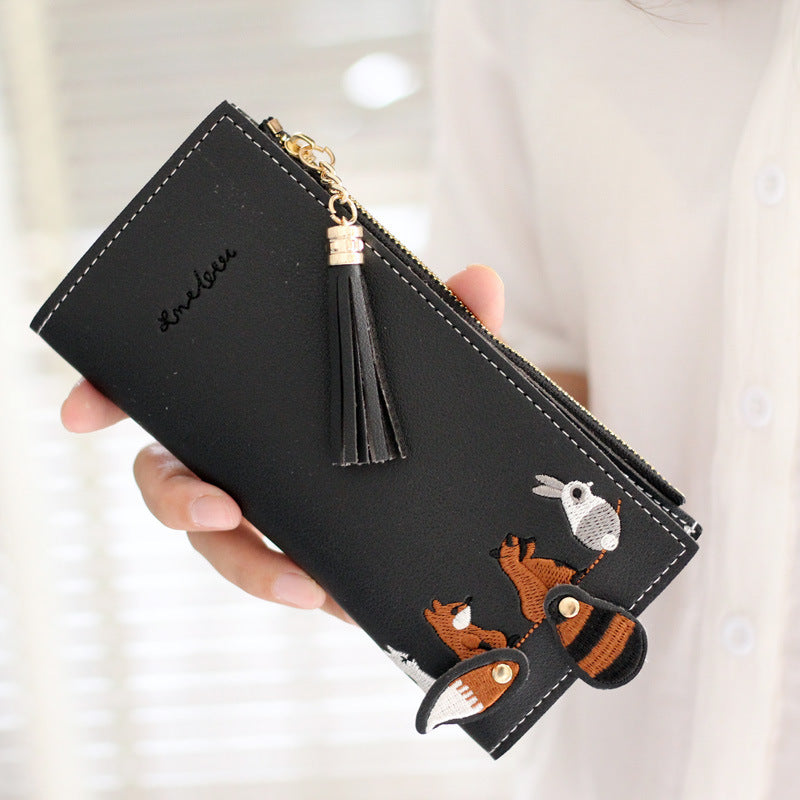 Cute Japanese Girl's Heart Long Wallet Thin Female Card Holder - Nyaabs