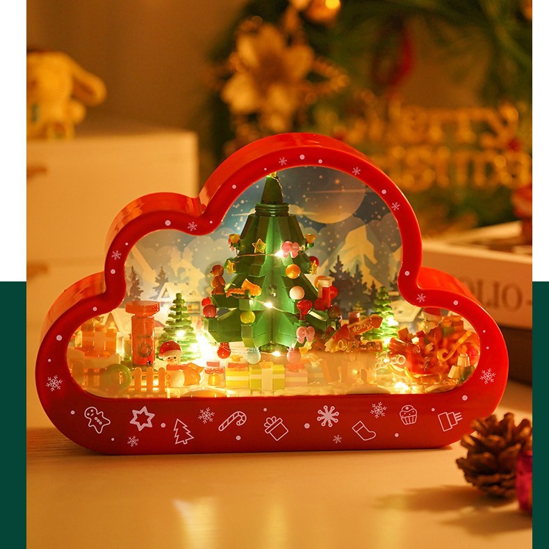 Christma New Style Assembled Building Block Toys Cloud Night Lamp Decorative Mirrors Frame LED Table Lights Creative Desk Bedroom Handmade Birthday Gifts - Nyaabs