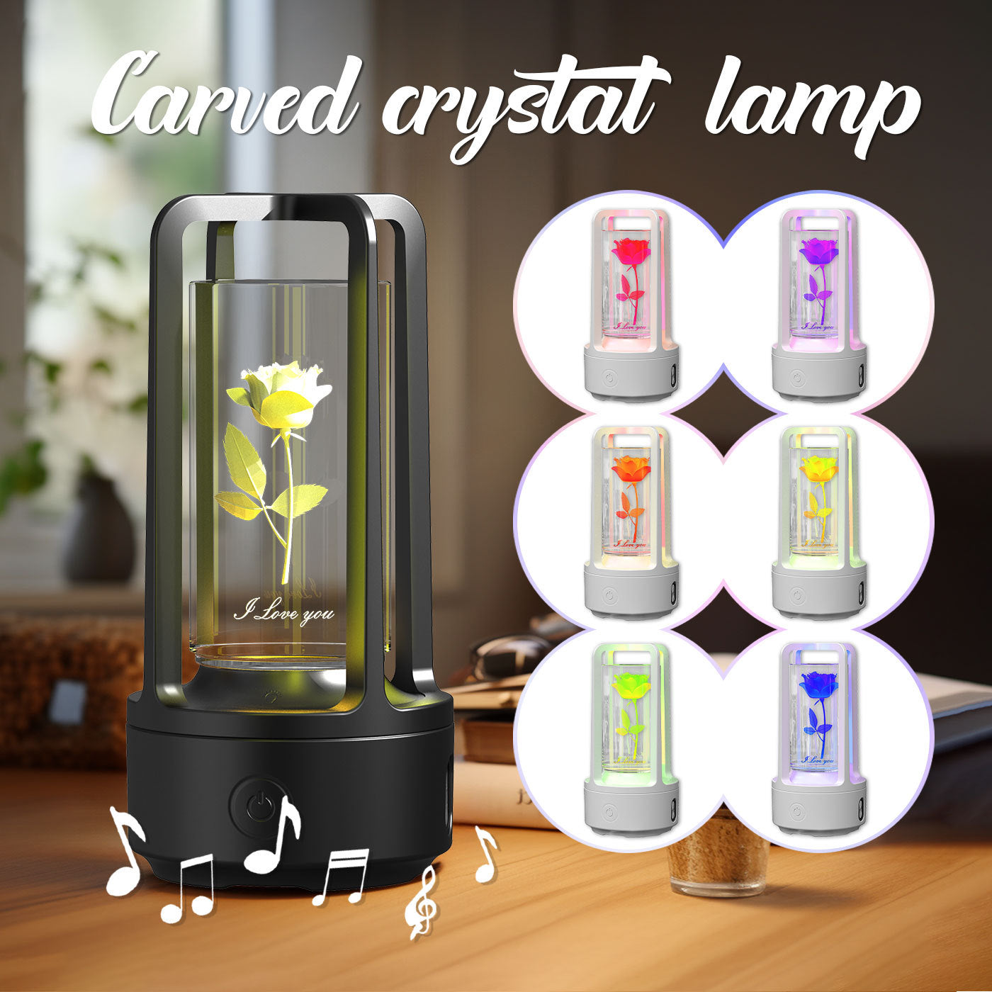 Creative 2 In 1 Audio Acrylic Crystal Lamp And Bluetooth Speaker Valentine's Day Gift Touch Night Lamp - Nyaabs