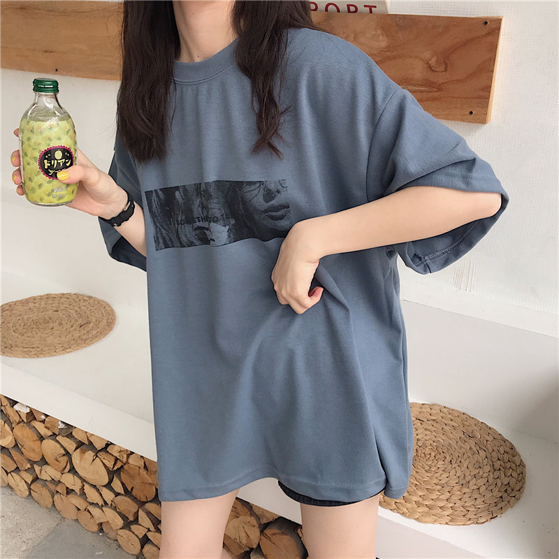 Hong Kong Style Super Fire Cec Short-sleeved T-shirt Female Korean Style Tide Ins Hong Kong Style Lazy Style Loose Top - Nyaabs