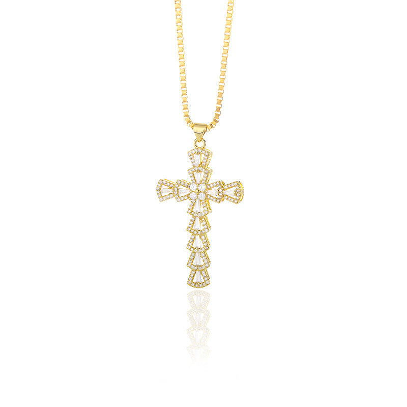 Zircon Cross Necklace For Men And Women - Nyaabs