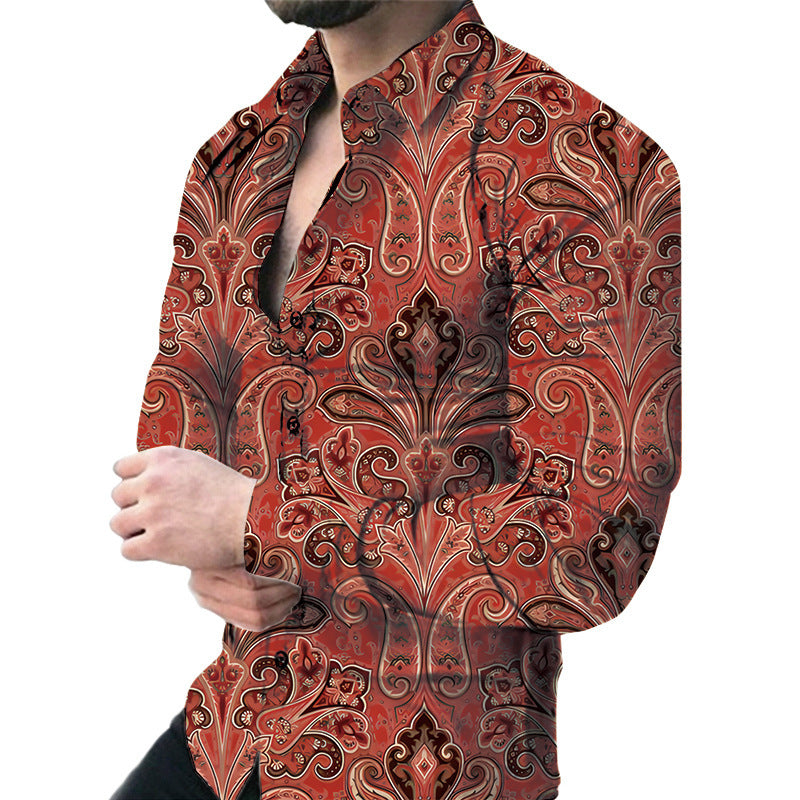 Men's Casual Long Sleeved Large Floral Shirt My Store