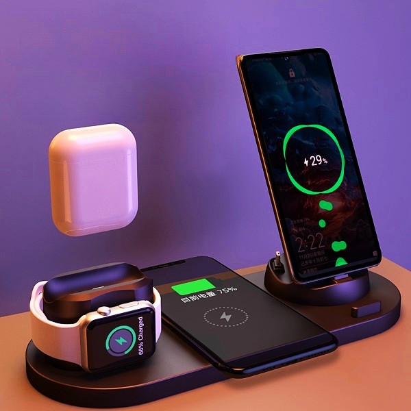 Wireless Charger For IPhone Fast Charger For Phone Fast Charging Pad For Phone Watch 6 In 1 Charging Dock Station - Nyaabs