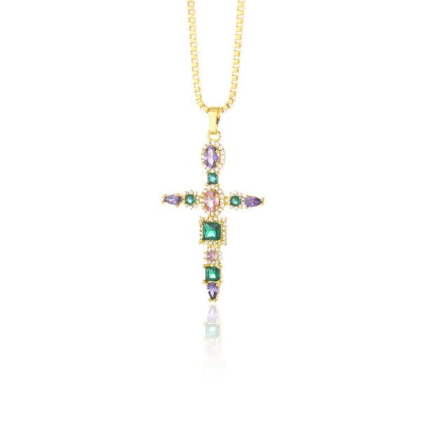 Zircon Cross Necklace For Men And Women - Image 2