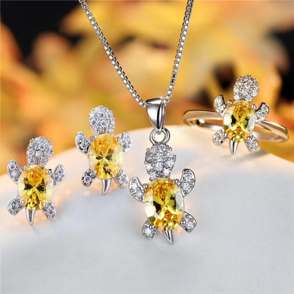 Fashion Oval Zircon Pendant Turtle Shape Necklaces With Rainbow Stone Multicolor Animal Necklace Jewelry For Woman And Children - Image 4