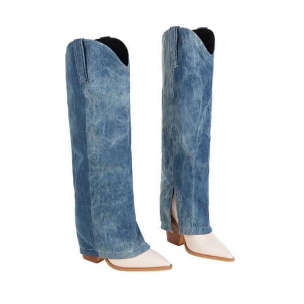 Women's Boots With Pointed Toe And Thick Heel - Image 6